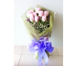F1 10 PCS PINK TULIPS BOUQUET